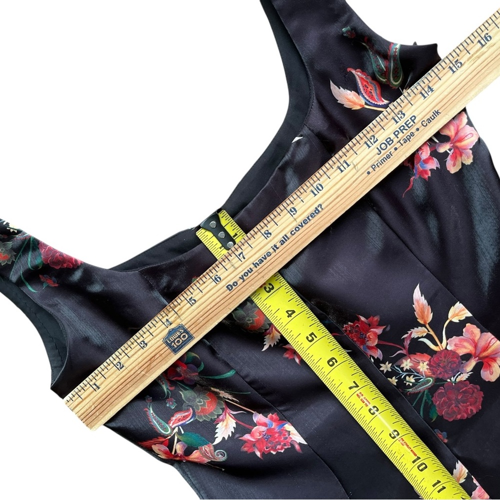 💝 La Fuori 100% Silk Floral Black Dress Women’s size small. - Picture 7 of 12
